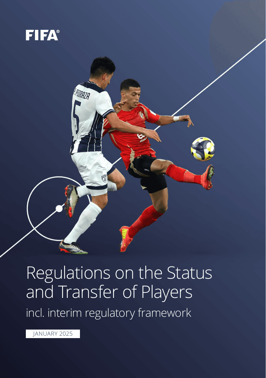 First page of the Regulations on the Status and Transfer of Players PDF (January 2025 edition)