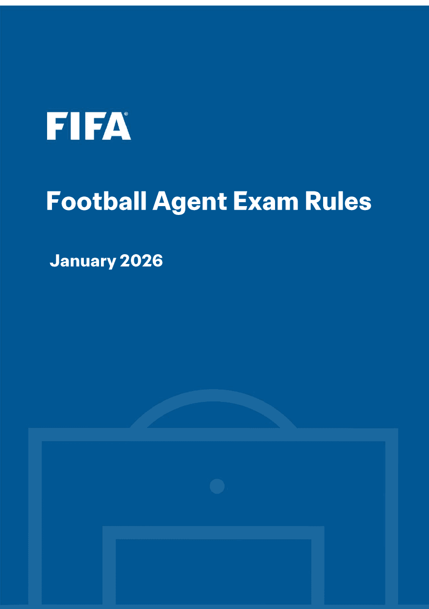 First page of the FIFA Football Agent Exam Rules PDF (January 2026)