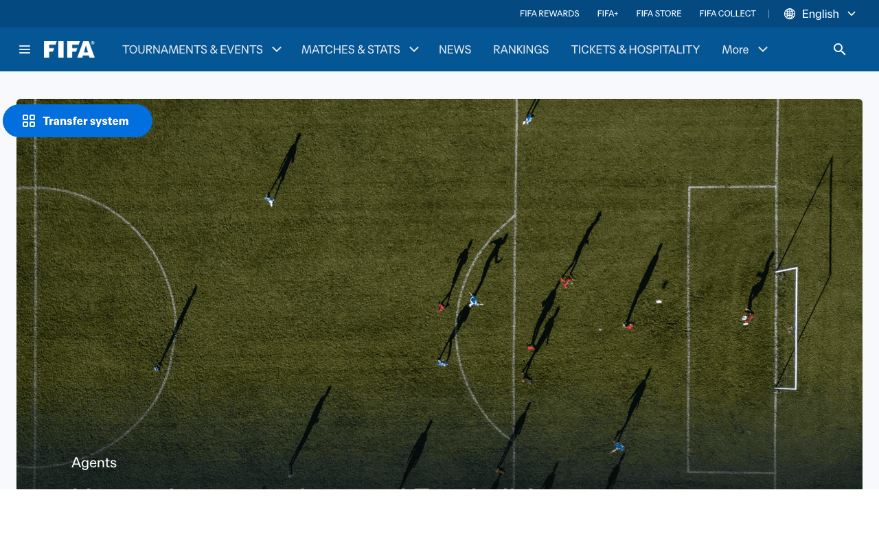 Screenshot of the Inside FIFA How to become a licenced football agent page